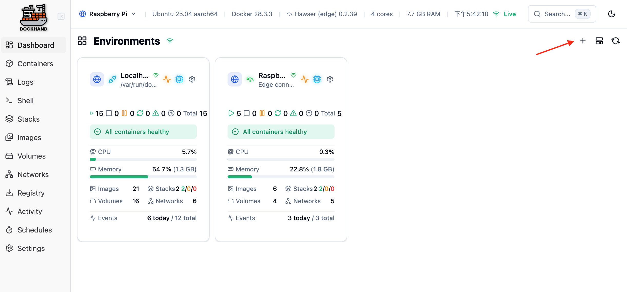 Create env from dashboard